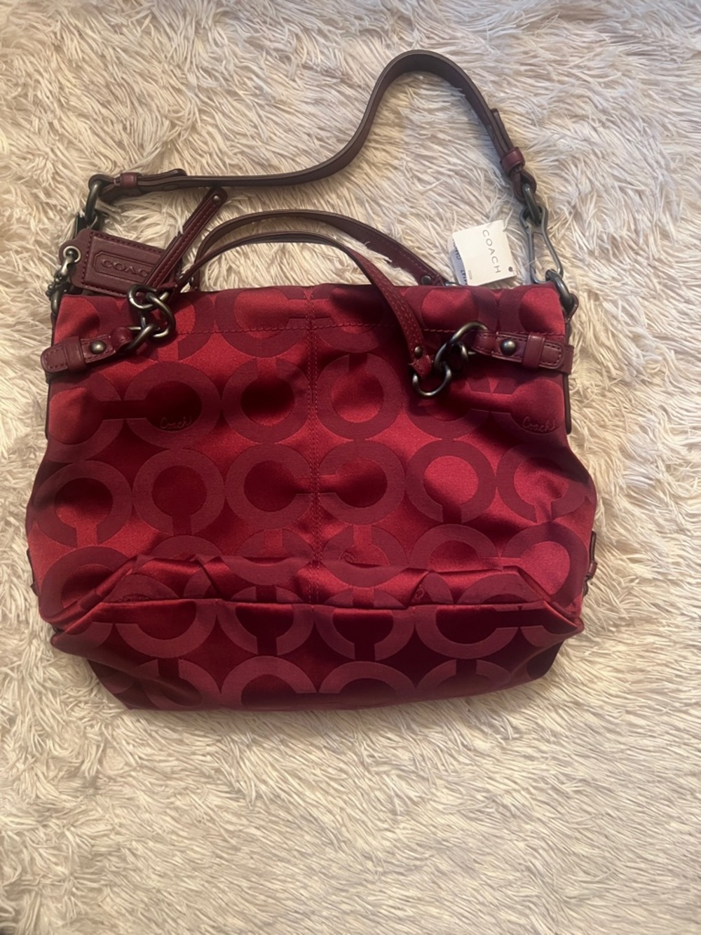 Coach Pink Signature Satchel with Leather Trim - Picture 6 of 11